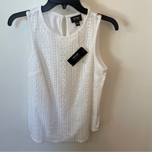Nicole Miller White Sleeveless Top Blouse Shell Dressy or Casual XS  NWT $44